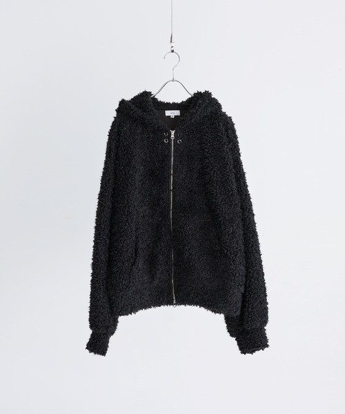 LILL(リル)の「ルーズシルエットファーZIPサムホールフードジャケット(その他アウター・メンズ・オフホワイト/ブラック・XL/L/M/S)」の10枚目の写真