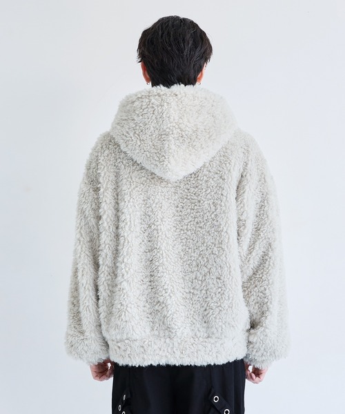 LILL(リル)の「ルーズシルエットファーZIPサムホールフードジャケット(その他アウター・メンズ・オフホワイト/ブラック・XL/L/M/S)」の15枚目の写真