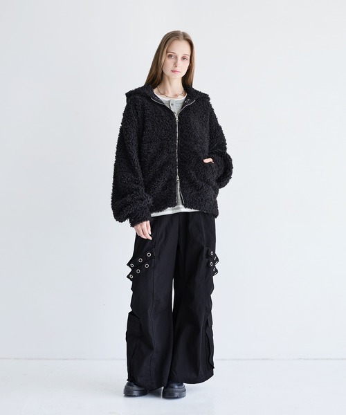 LILL(リル)の「ルーズシルエットファーZIPサムホールフードジャケット(その他アウター・メンズ・オフホワイト/ブラック・XL/L/M/S)」の3枚目の写真