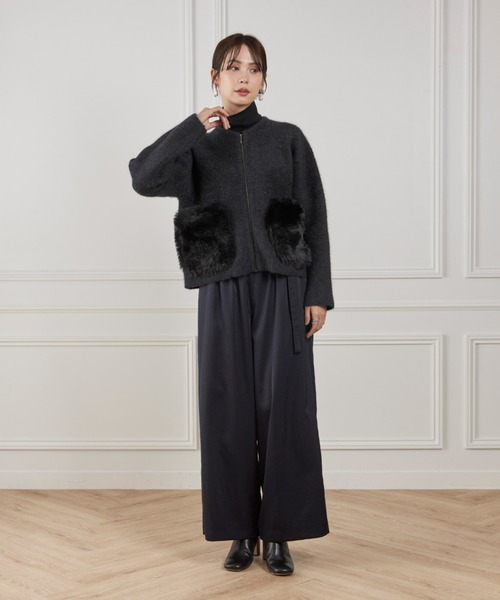 LE SOUK(ルスーク)の「フェイクファーポケット ラクーンニットブルゾン(カーディガン/ボレロ・レディース・ブラウン・フリー)」の19枚目の写真