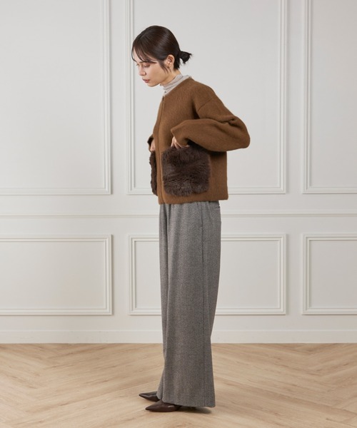 LE SOUK(ルスーク)の「フェイクファーポケット ラクーンニットブルゾン(カーディガン/ボレロ・レディース・ブラウン・フリー)」の16枚目の写真
