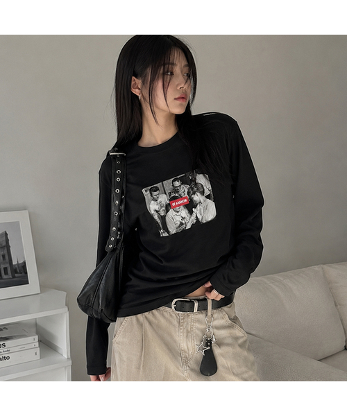 GRAVER ORDINARY（グレイバーオーディナリー）の「[UNISEX] SIM SLEEVE ロングスリーブ Tシャツ_3color（Tシャツ/カットソー・レディース・チャコール/ホワイト/ブラック・MEDIUM/LARGE）」の3枚目の写真