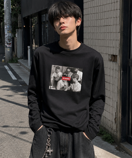 GRAVER ORDINARY（グレイバーオーディナリー）の「[UNISEX] SIM SLEEVE ロングスリーブ Tシャツ_3color（Tシャツ/カットソー・レディース・チャコール/ホワイト/ブラック・MEDIUM/LARGE）」の4枚目の写真