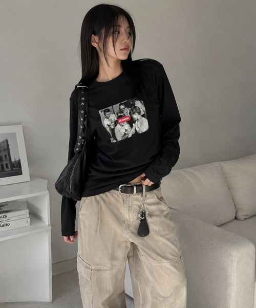 GRAVER ORDINARY（グレイバーオーディナリー）の「[UNISEX] SIM SLEEVE ロングスリーブ Tシャツ_3color（Tシャツ/カットソー・レディース・チャコール/ホワイト/ブラック・MEDIUM/LARGE）」の9枚目の写真