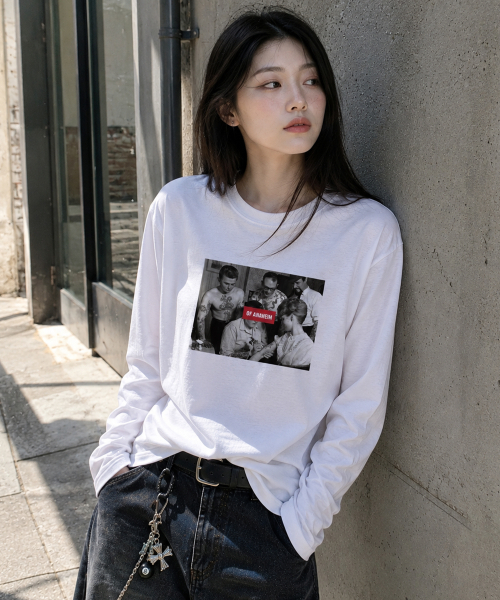 GRAVER ORDINARY（グレイバーオーディナリー）の「[UNISEX] SIM SLEEVE ロングスリーブ Tシャツ_3color（Tシャツ/カットソー・レディース・チャコール/ホワイト/ブラック・MEDIUM/LARGE）」の11枚目の写真
