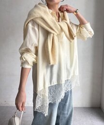 【WEB限定】レース切替スキッパーシャツ