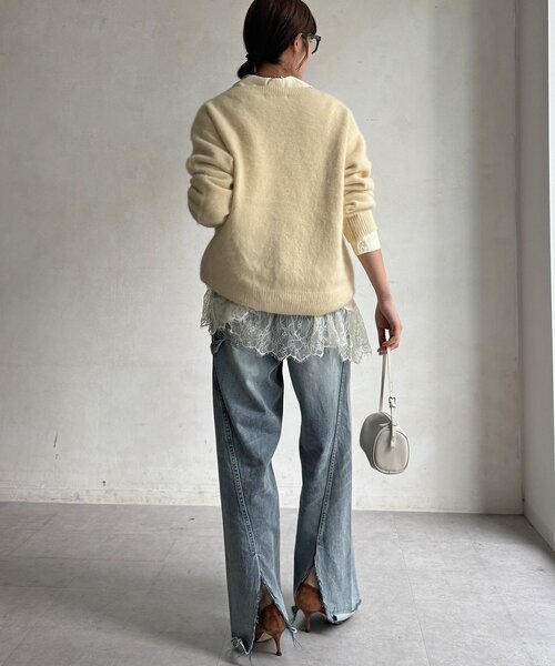 DouDou(ドゥドゥ)の「【WEB限定】レース切替スキッパーシャツ(シャツ/ブラウス・レディース・ブラック/ブラウン/アイボリー・FREE)」の8枚目の写真