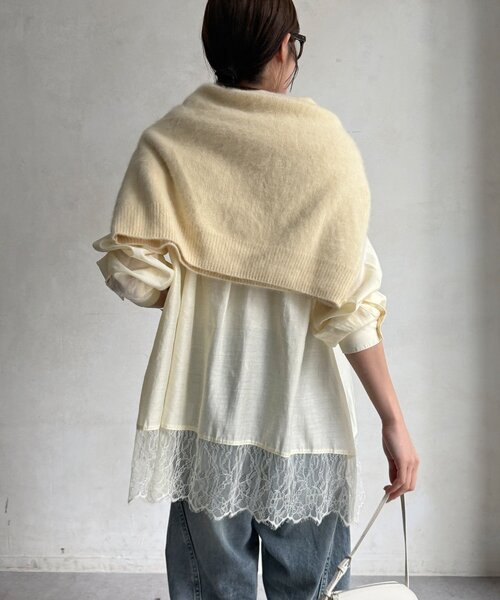 DouDou(ドゥドゥ)の「【WEB限定】レース切替スキッパーシャツ(シャツ/ブラウス・レディース・ブラック/ブラウン/アイボリー・FREE)」の13枚目の写真
