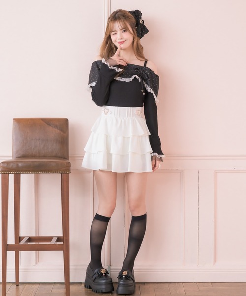 couture BY ROJITA(クチュールバイロジータ)の「ドットオフショルカットトップス(Tシャツ/カットソー・レディース・ホワイト/ブラック・FREE)」の5枚目の写真