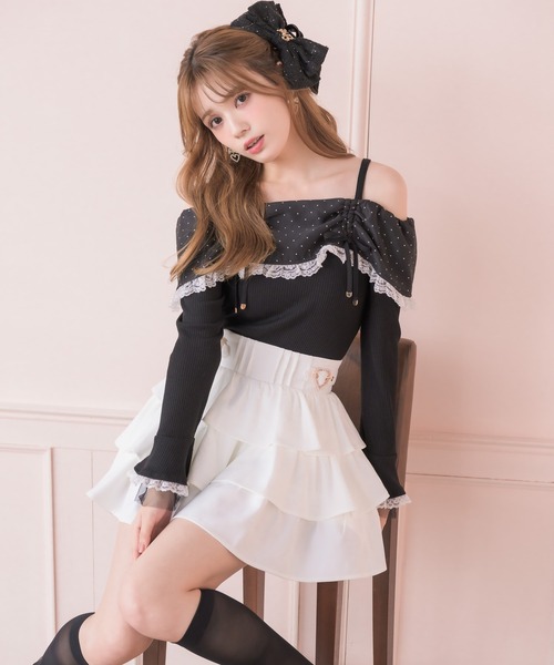 couture BY ROJITA(クチュールバイロジータ)の「ドットオフショルカットトップス(Tシャツ/カットソー・レディース・ホワイト/ブラック・FREE)」の19枚目の写真