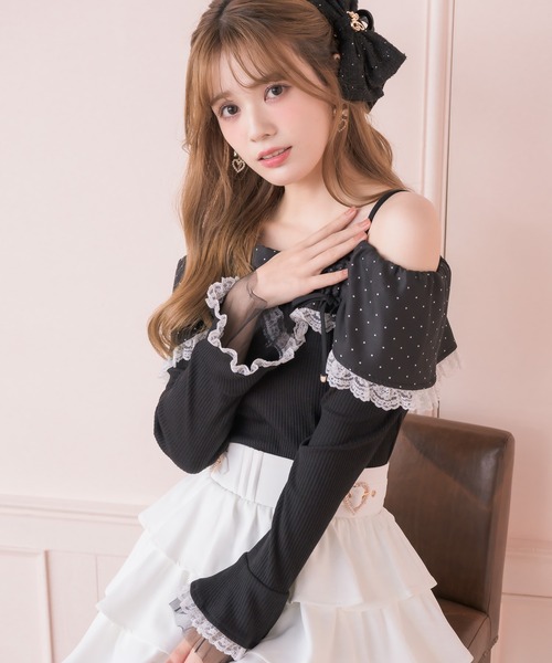 couture BY ROJITA(クチュールバイロジータ)の「ドットオフショルカットトップス(Tシャツ/カットソー・レディース・ホワイト/ブラック・FREE)」の17枚目の写真