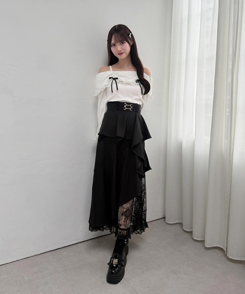 couture BY ROJITA(クチュールバイロジータ)の「ドットオフショルカットトップス(Tシャツ/カットソー・レディース・ホワイト/ブラック・FREE)」の12枚目の写真