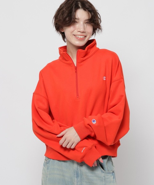 Champion(チャンピオン)の「【Champion(チャンピオン)】別注ハーフZIP裏毛プルオーバー(スウェット・レディース・レッド/ネイビー/ナチュラル・LARGE/MEDIUM)」の3枚目の写真