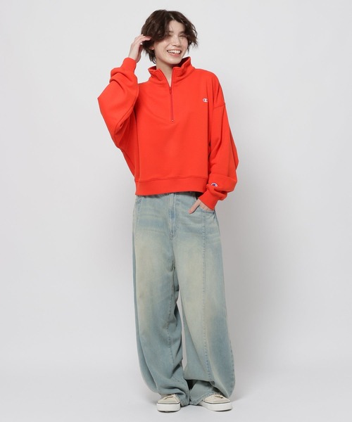 Champion(チャンピオン)の「【Champion(チャンピオン)】別注ハーフZIP裏毛プルオーバー(スウェット・レディース・レッド/ネイビー/ナチュラル・LARGE/MEDIUM)」の10枚目の写真