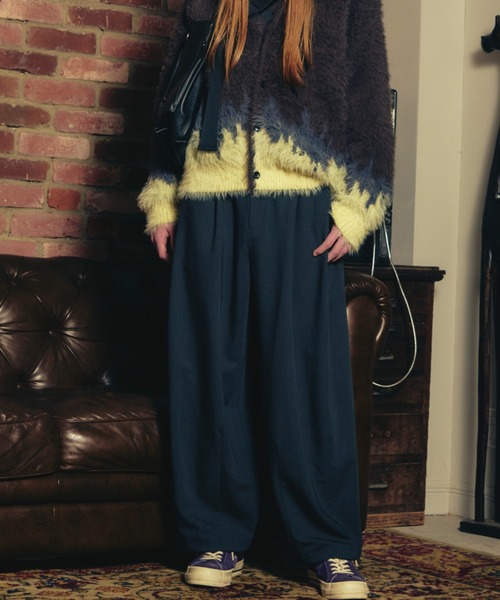 ADAM PATEK(アダムパテック)の「【ADAMPATEK/アダムパテック】 woolblend still tuck wide pants ウール混タックワイドパンツ(その他パンツ・レディース・グレー/ブラック・1)」の3枚目の写真