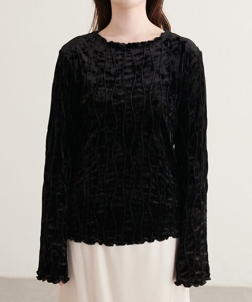 natural couture（ナチュラルクチュール）の「なみなみベロアプルオーバー（Tシャツ/カットソー・レディース・アイボリー/ブラック/チャコールグレー・FREE）」の13枚目の写真