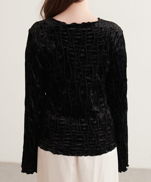 natural couture（ナチュラルクチュール）の「なみなみベロアプルオーバー（Tシャツ/カットソー・レディース・アイボリー/ブラック/チャコールグレー・FREE）」の15枚目の写真