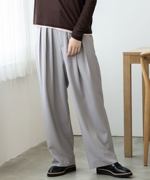 【洗える柔らかウールタッチ3タックワイドパンツ】一度履いたら、手放せないUV加工/手洗い可能パンツ