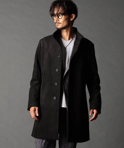 NICOLE CLUB FOR MEN(ニコルクラブフォーメン)の「マイクロクロススタンドカラーロングコート(その他アウター・メンズ・ブラック/グレー/ライトグレー・L/M/XL)」の2枚目の写真