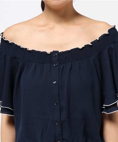 Heather（ヘザー）の「パイピングオフショルブラウス  726451（シャツ/ブラウス・レディース・ライトピンク/アイボリー/ライトブルー/ネイビー・FREE）」の9枚目の写真