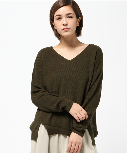 earth music&ecology(アースミュージックアンドエコロジー)の「【2016Autumn】ゆるVネックニットプルオーバー(ニット/セーター・レディース・ネイビー/ライトベージュ/カーキ/LT.Gray/ブラウン・FREE)」の15枚目の写真