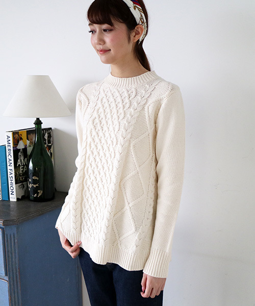 N.（N. Natural Beauty Basic）（エヌエヌナチュラルビューティーベーシック）の「スプリングケーブルチュニックニット（ニット/セーター・レディース・ホワイト/グレー/ブルー・MEDIUM）」の2枚目の写真