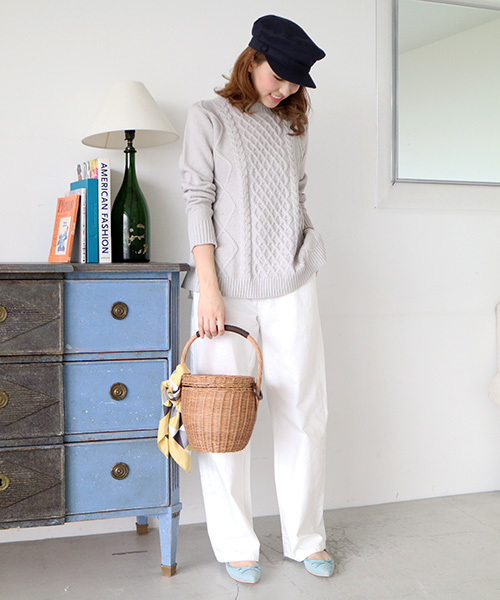 N.（N. Natural Beauty Basic）（エヌエヌナチュラルビューティーベーシック）の「スプリングケーブルチュニックニット（ニット/セーター・レディース・ホワイト/グレー/ブルー・MEDIUM）」の7枚目の写真