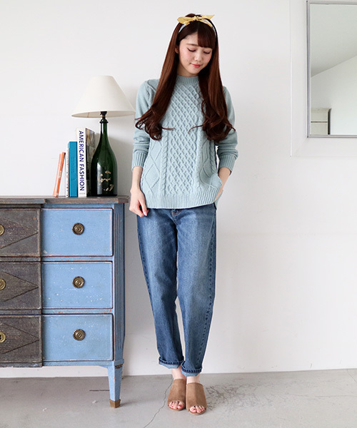 N.（N. Natural Beauty Basic）（エヌエヌナチュラルビューティーベーシック）の「スプリングケーブルチュニックニット（ニット/セーター・レディース・ホワイト/グレー/ブルー・MEDIUM）」の16枚目の写真