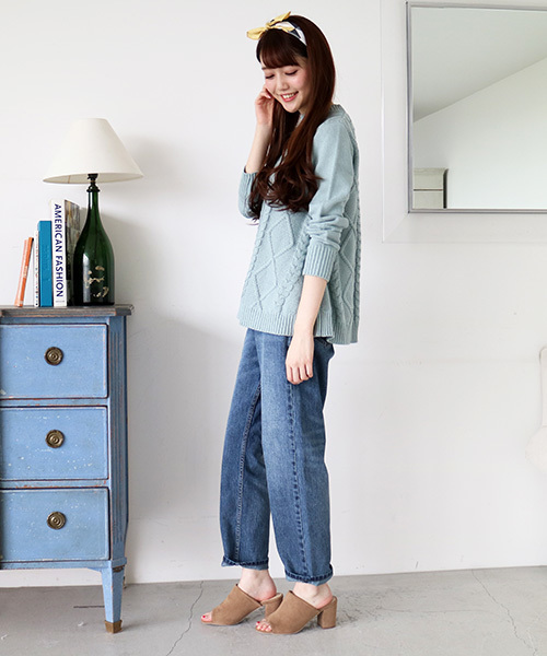 N.（N. Natural Beauty Basic）（エヌエヌナチュラルビューティーベーシック）の「スプリングケーブルチュニックニット（ニット/セーター・レディース・ホワイト/グレー/ブルー・MEDIUM）」の9枚目の写真