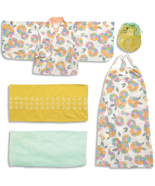 apres les cours(アプレレクール)の「女の子タイル花柄浴衣セット(浴衣・キッズ・ネイビー/オフホワイト・100/120/140/110/130)」の12枚目の写真