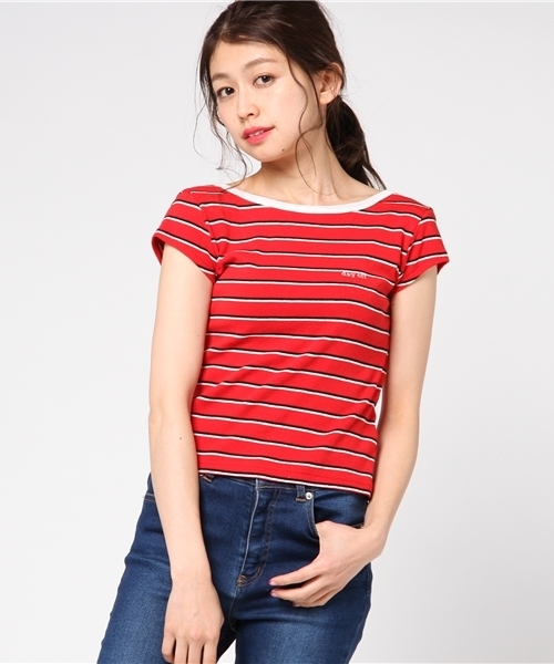 SLY（スライ）の「DAY OFF FRENCH MARINE TOPS（Tシャツ/カットソー・レディース・ブラックミックス/ホワイト/レッド系その他/ピンク系その他・1/2）」の15枚目の写真