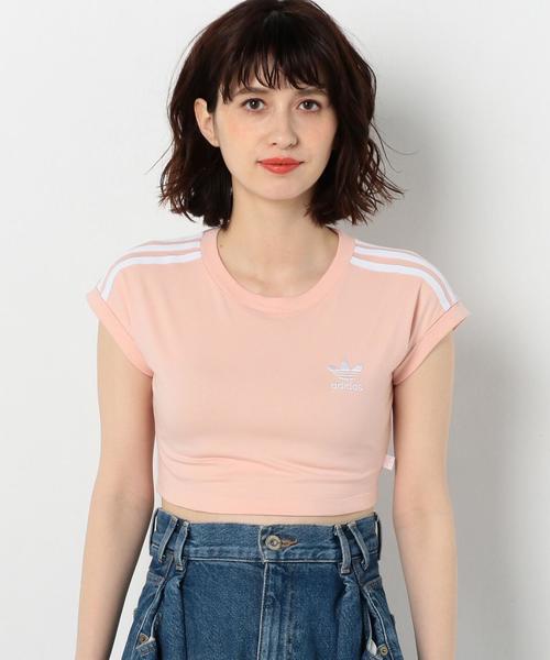 Another Edition(アナザーエディション)の「adidas CROPPED Tシャツ(Tシャツ/カットソー・レディース・ホワイト/ライトピンク・FREE)」の4枚目の写真