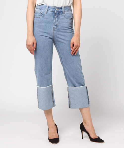 Re:EDIT（リエディ）の「[ ワイドなロールアップが新鮮]ロールアップワイドデニムパンツボトムス/パンツ/デニムパンツ[リエディ]（その他パンツ・レディース・ブルー/ネイビー・SMALL/LARGE/X-LARGE/MEDIUM）」の13枚目の写真