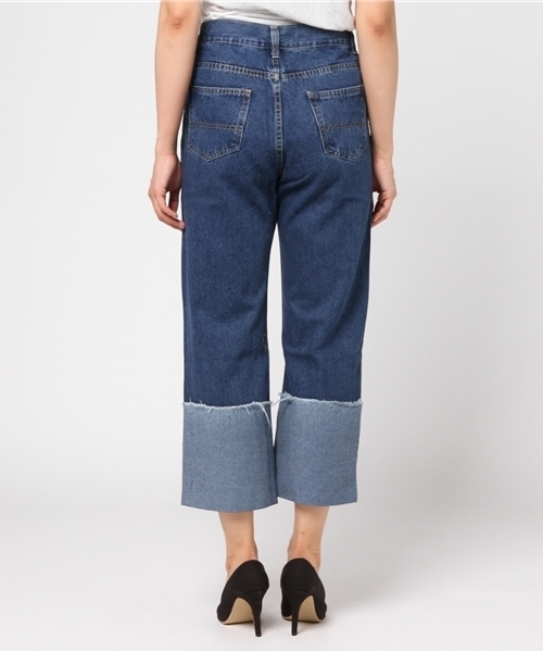 Re:EDIT（リエディ）の「[ ワイドなロールアップが新鮮]ロールアップワイドデニムパンツボトムス/パンツ/デニムパンツ[リエディ]（その他パンツ・レディース・ブルー/ネイビー・SMALL/LARGE/X-LARGE/MEDIUM）」の5枚目の写真