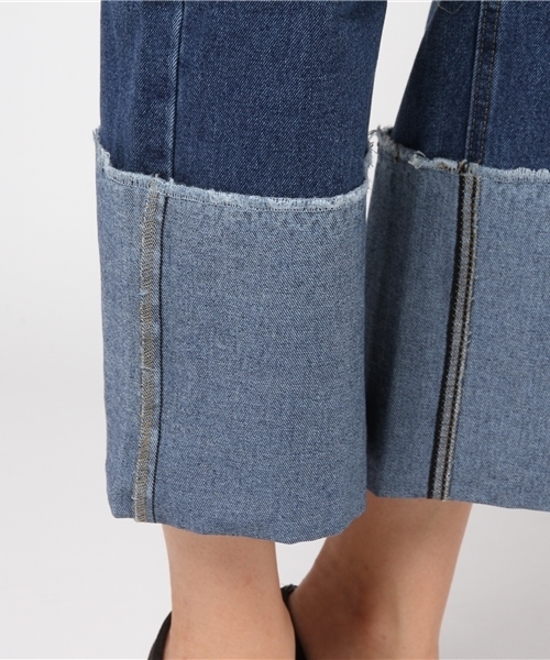 Re:EDIT（リエディ）の「[ ワイドなロールアップが新鮮]ロールアップワイドデニムパンツボトムス/パンツ/デニムパンツ[リエディ]（その他パンツ・レディース・ブルー/ネイビー・SMALL/LARGE/X-LARGE/MEDIUM）」の10枚目の写真