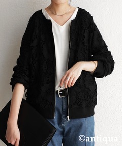☆新品未使用タグ付き☆DOUDOU チュールレースブルゾン ブラック WEB限定】チュールレースブルゾン（その他アウター）｜DouDou