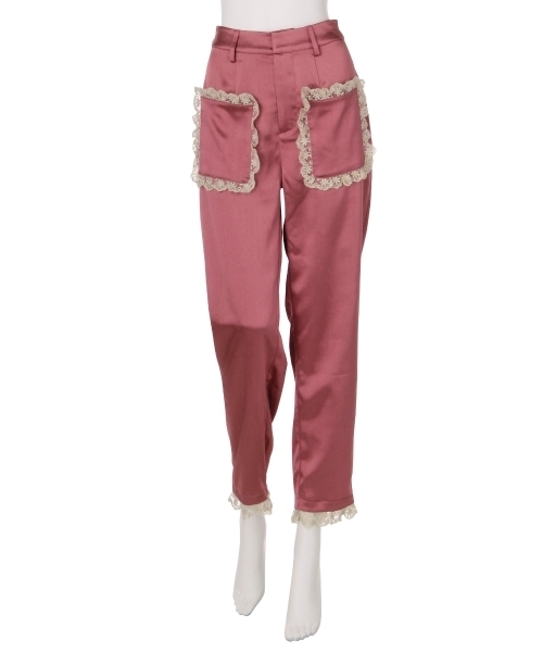 merry jenny（メリージェニー）の「レースとサテンのテーパードパンツ（その他パンツ・レディース・ピンク/ネイビー/ベビーピンク・FREE）」の4枚目の写真