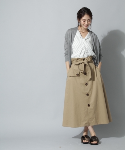Andemiu（アンデミュウ）の「【WEB限定】チノトレンチロングスカート771995（スカート・レディース・ベージュ/カーキ/ブラウン・FREE）」の13枚目の写真