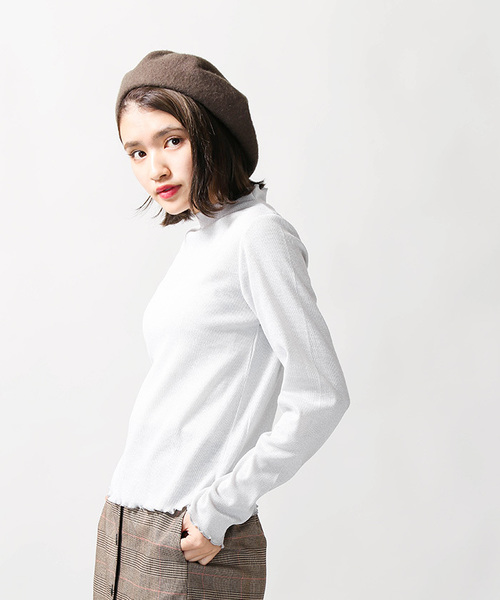 WEGO（ウィゴー）の「WEGO/ラメハイネックフリルTシャツ（Tシャツ/カットソー・レディース・ブラウン/シルバー/ブラック/ピンク・FREE）」の16枚目の写真