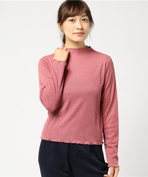 WEGO（ウィゴー）の「WEGO/ラメハイネックフリルTシャツ（Tシャツ/カットソー・レディース・ブラウン/シルバー/ブラック/ピンク・FREE）」の19枚目の写真