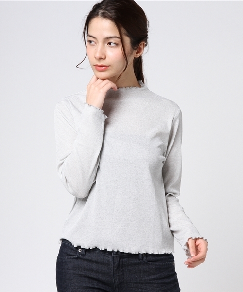 WEGO（ウィゴー）の「WEGO/ラメハイネックフリルTシャツ（Tシャツ/カットソー・レディース・ブラウン/シルバー/ブラック/ピンク・FREE）」の20枚目の写真