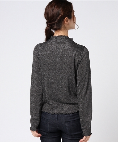 WEGO（ウィゴー）の「WEGO/ラメハイネックフリルTシャツ（Tシャツ/カットソー・レディース・ブラウン/シルバー/ブラック/ピンク・FREE）」の10枚目の写真