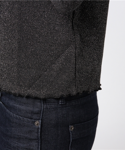 WEGO（ウィゴー）の「WEGO/ラメハイネックフリルTシャツ（Tシャツ/カットソー・レディース・ブラウン/シルバー/ブラック/ピンク・FREE）」の5枚目の写真