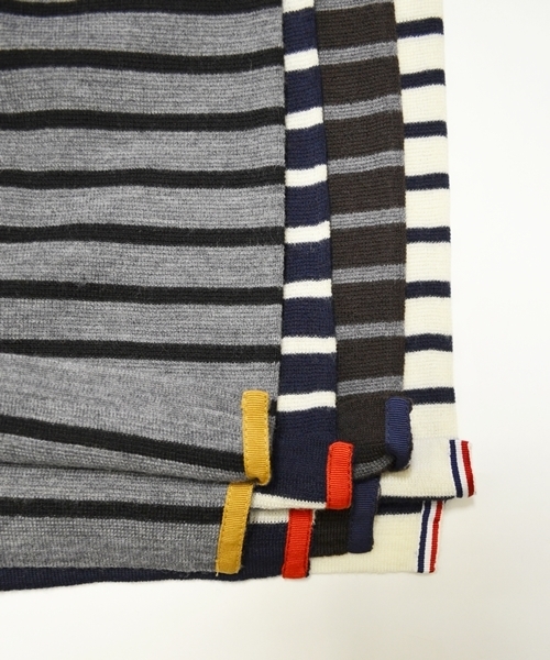 SHIPS JET BLUE（シップスジェットブルー）の「SHIPS JET BLUE: ショルダージップ ボーダーニット■（ニット/セーター・メンズ・グレー/ブラウン/ナチュラル/ネイビー・SMALL/MEDIUM/LARGE）」の9枚目の写真