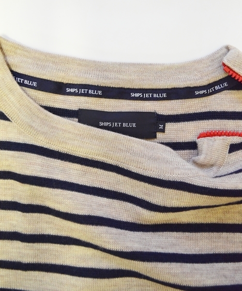 SHIPS JET BLUE（シップスジェットブルー）の「SHIPS JET BLUE: ショルダージップ ボーダーニット■（ニット/セーター・メンズ・グレー/ブラウン/ナチュラル/ネイビー・SMALL/MEDIUM/LARGE）」の10枚目の写真