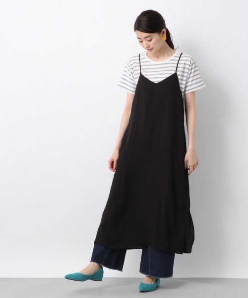 LEPSIM（レプシィム）の「ムジガラロングキャミワンピース　784305（ワンピース・レディース・ベージュ系その他/ブラック系その他/グリーン系その他/ブラック・MEDIUM/LARGE）」の2枚目の写真