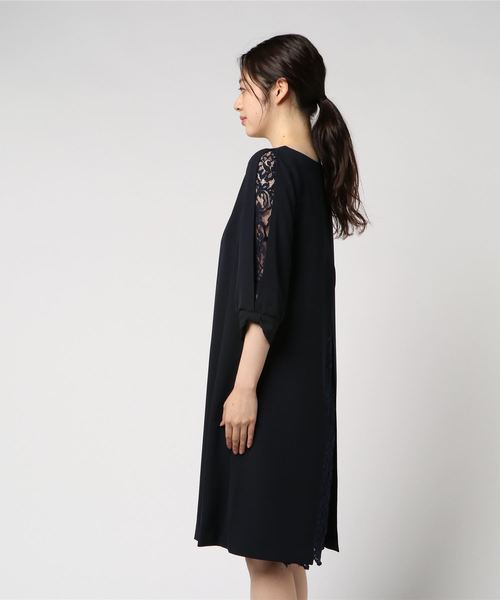 TRUDEA(トルディア)の「袖レース×後ろレース裾スカラップAラインワンピース(ドレス・レディース・ピンク/ライトグレー/ベージュ/ネイビー・LARGE/MEDIUM/X-LARGE)」の5枚目の写真