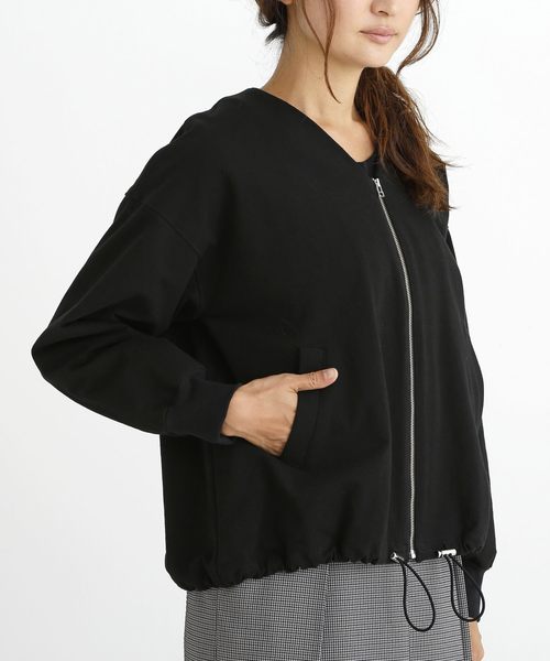 Munich（ミューニック）の「ハイテンションジャージーＶネックノーカラーブルゾン（ブルゾン・レディース・ライトグレー/ブラック/ブラウン/カーキ・S/XS）」の22枚目の写真