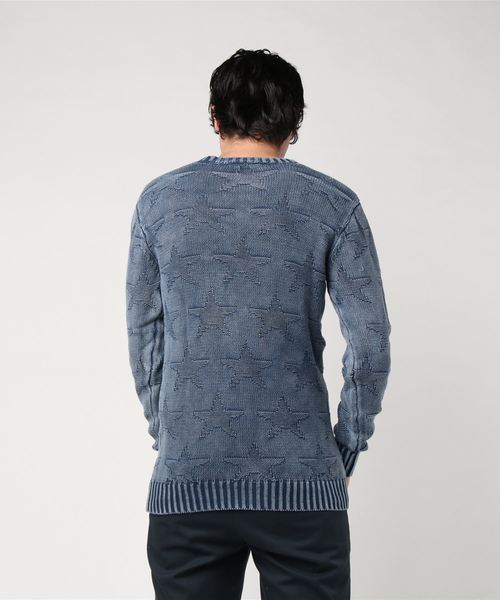 JACKROSE（ジャックローズ）の「星柄ジャガード ニット（ニット/セーター・メンズ・ホワイト/インディゴブルー・M/L）」の6枚目の写真