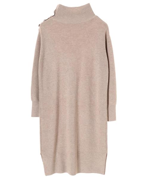 Editt by YECCA VECCA（エディットバイイェッカヴェッカ）の「・衿釦ハイネックニットワンピース（ワンピース・レディース・ベージュ/ネイビー/杢グレー・FREE）」の9枚目の写真